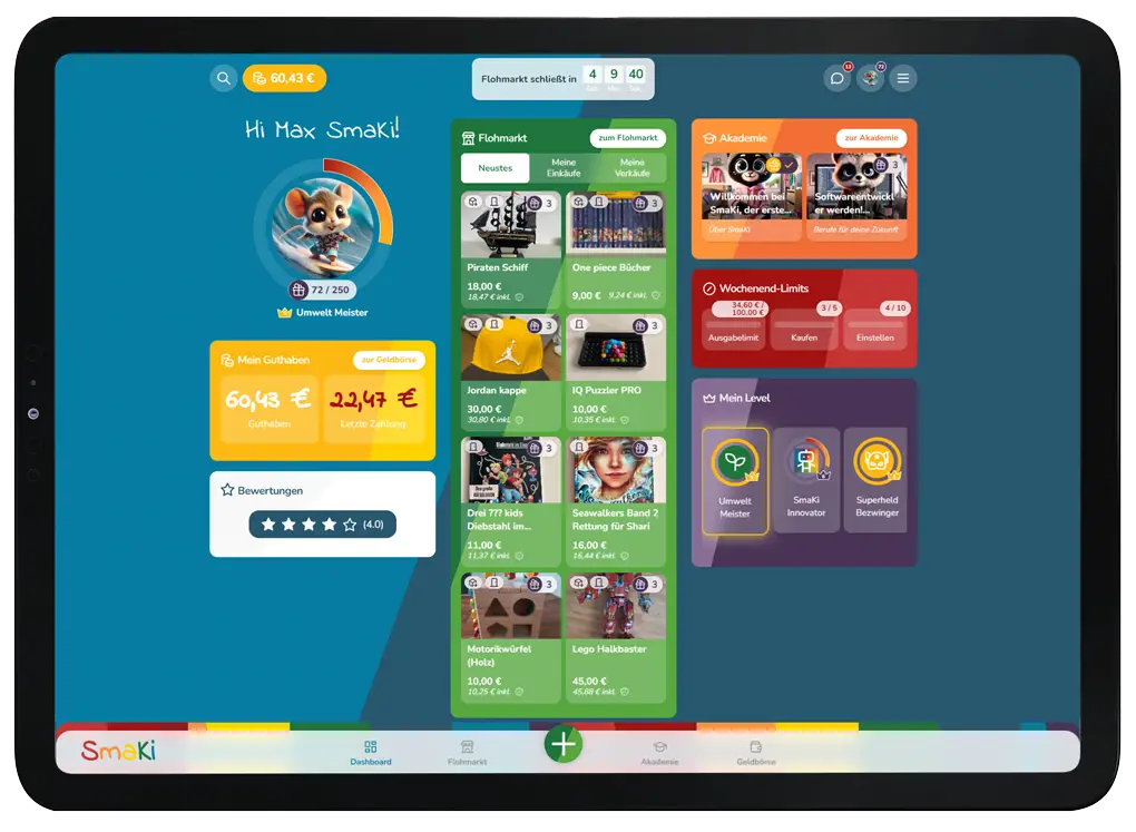SmaKi Kinder Dashboard Online Flohmarkt